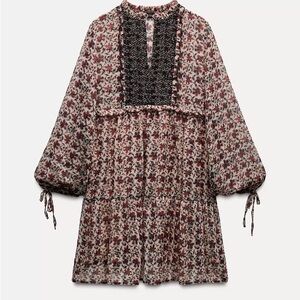 Zara Printed Dress with Smocking